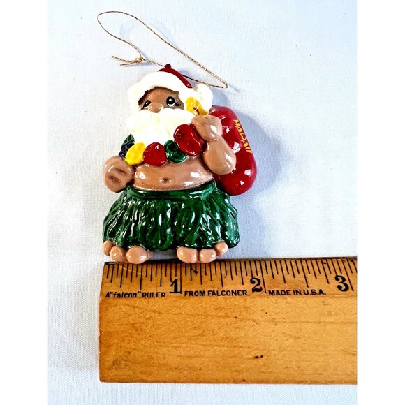 Vintage Hawaiian Poi People Santa w/Sack & Maui Angel Hanging Ornaments 1986-87 - Picture 15 of 16